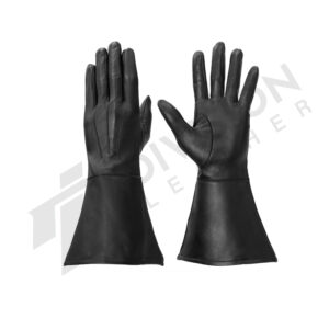 Leather gauntlet gloves