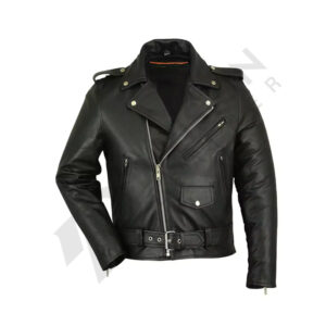 Leather bike police style jacket