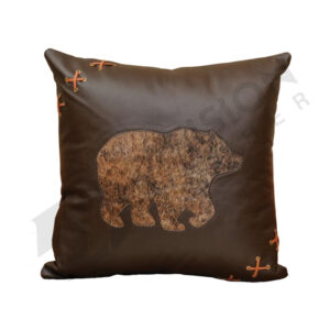 Leather bear pillow