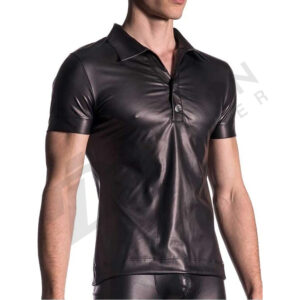 Leather polo shirt