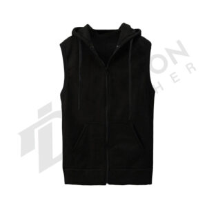 Leather sleeveless hoodie