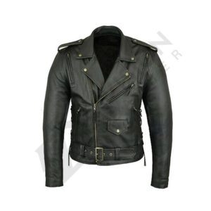 Leather bike police style jacket