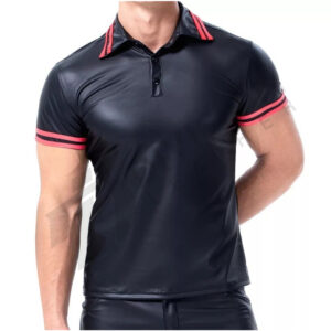 Leather polo shirt