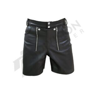 Leather rear zip shorts