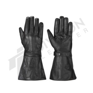 Leather gauntlet gloves