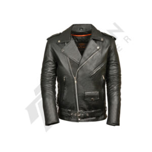 Leather bike police style jacket