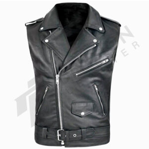 Leather men gay vest