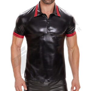 Leather polo shirt