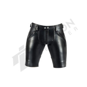 Leather rear zip shorts