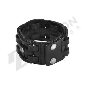 Leather wide wristband