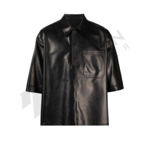 Leather polo shirt