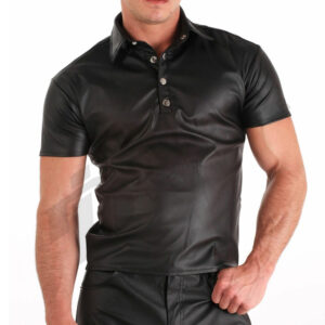 Leather polo shirt