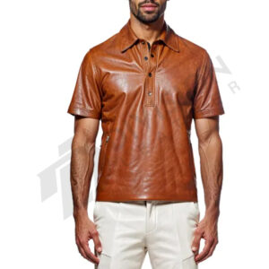 Leather polo shirt